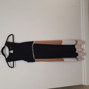 SHONA JOY COLOR BLOCK SILK MIDI DRESS SIZE US 4